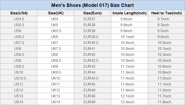Manufacturer size and product reference for High-Top Canvas Shoes