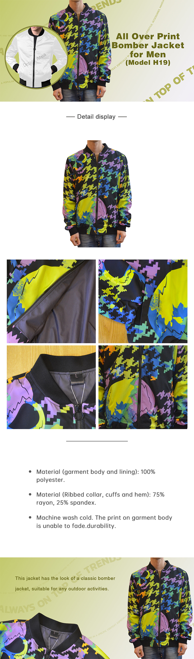 Manufacturer size and product reference for Bomber Jacket
