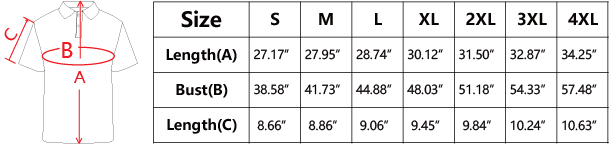 Manufacturer size and product reference for Polo Shirt