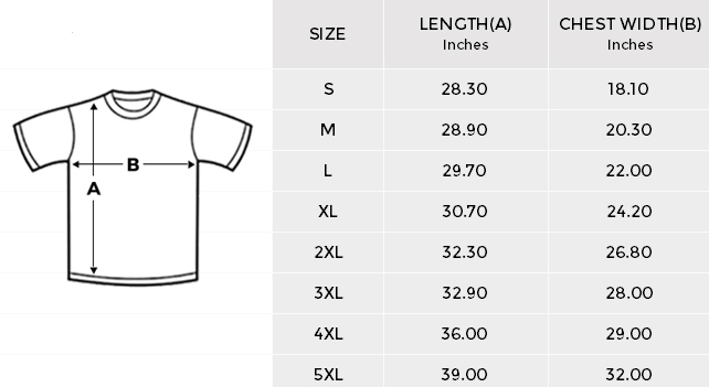 Manufacturer size and product reference for T-Shirt