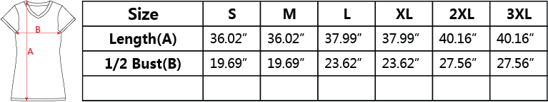 Manufacturer size and product reference for T-Shirt Dress