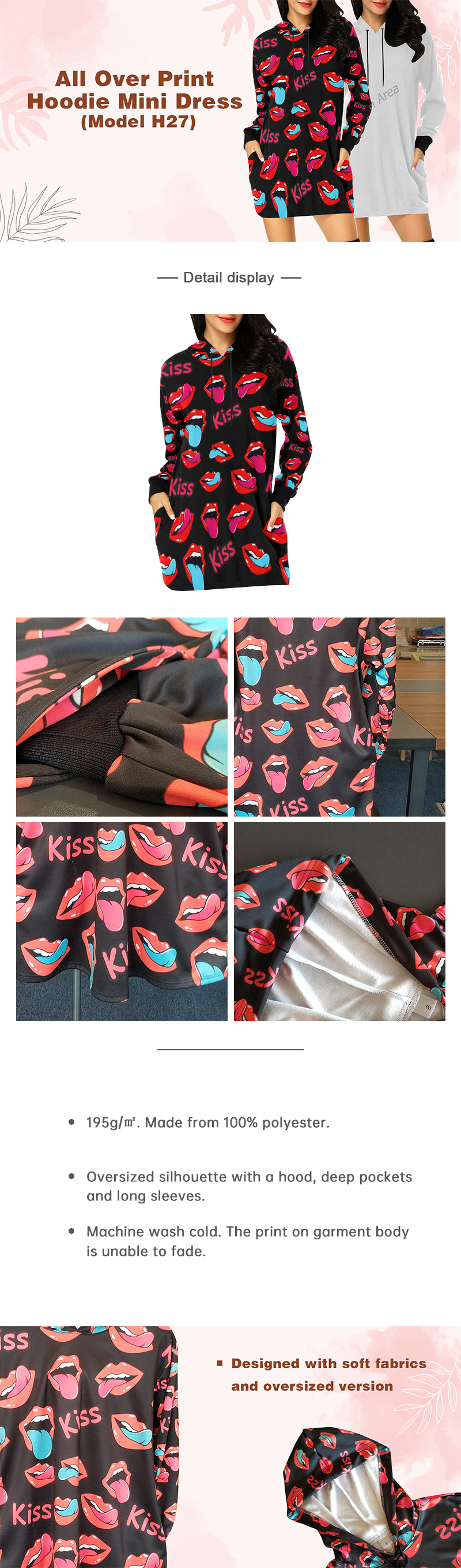 Manufacturer size and product reference for Hoodie Dress