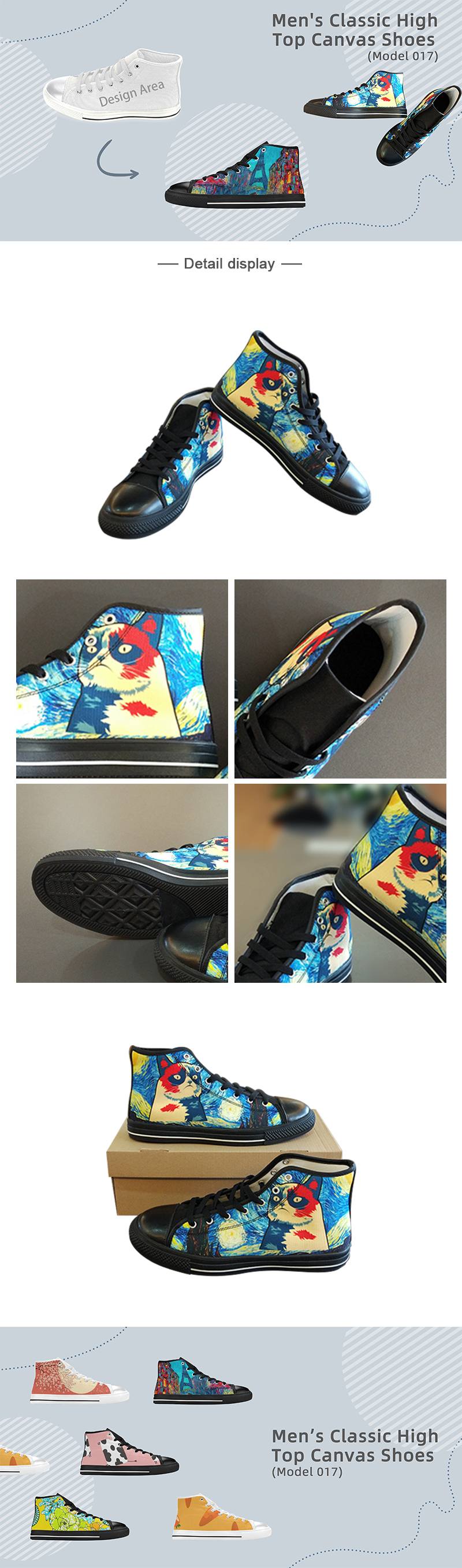 Manufacturer size and product reference for High-Top Canvas Shoes